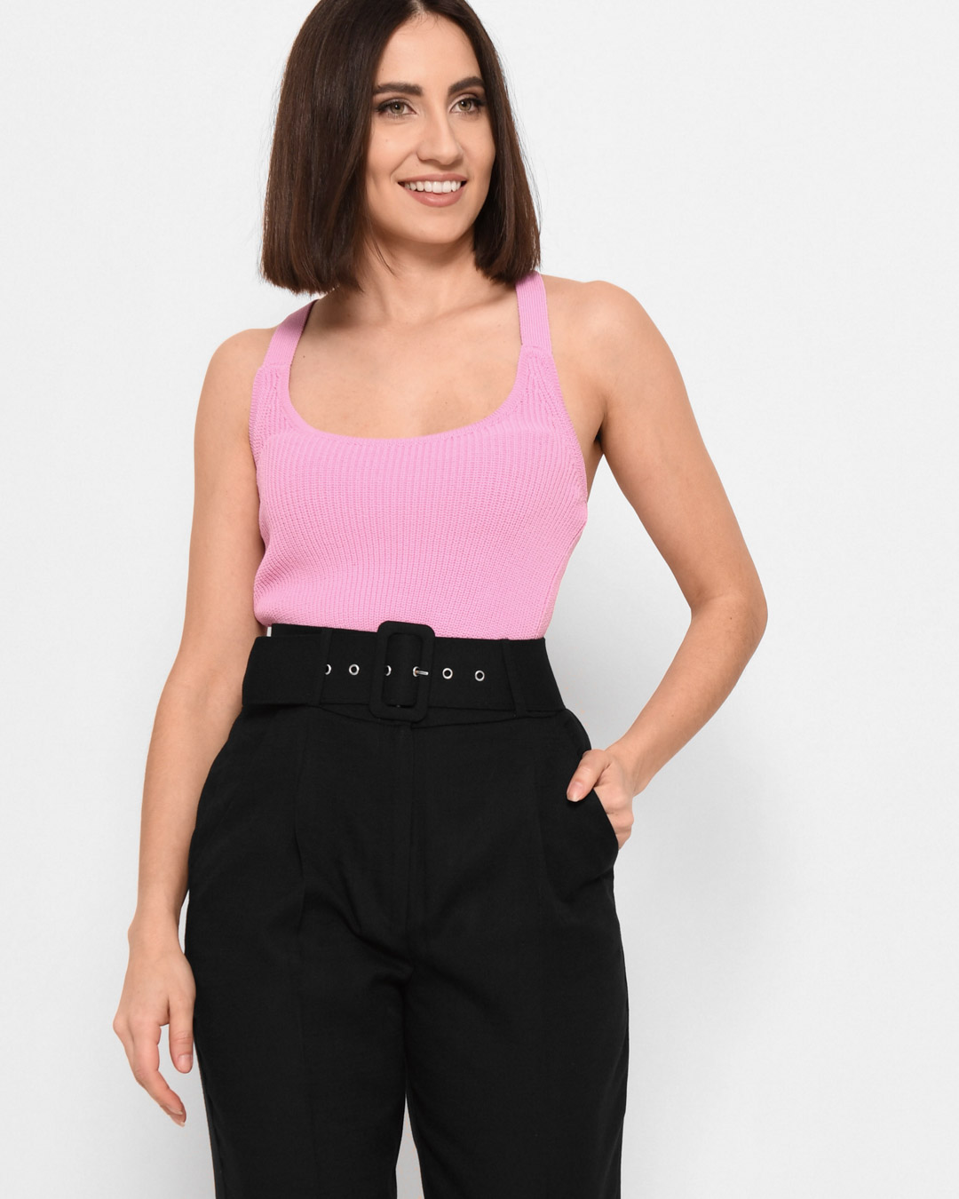 Сиреневый вискозный топ на резинках 43392